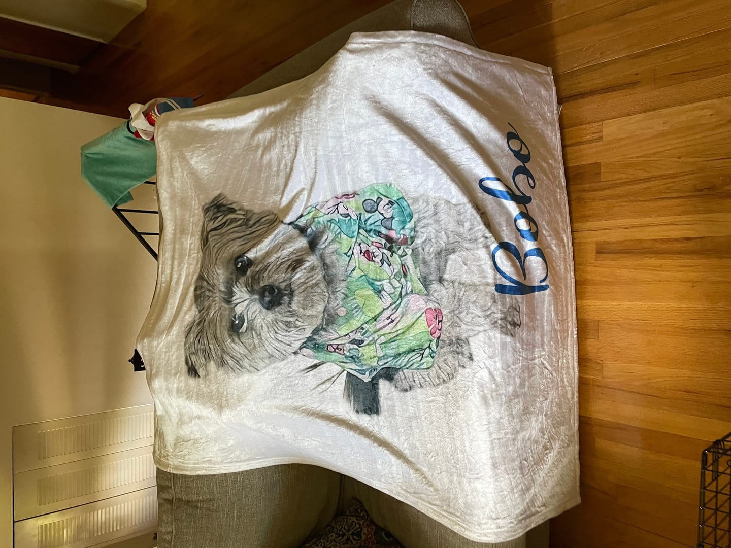 Customer photo review of Custom Pet Portrait Blanket: Personalized Dog or Cat Photo Blanket