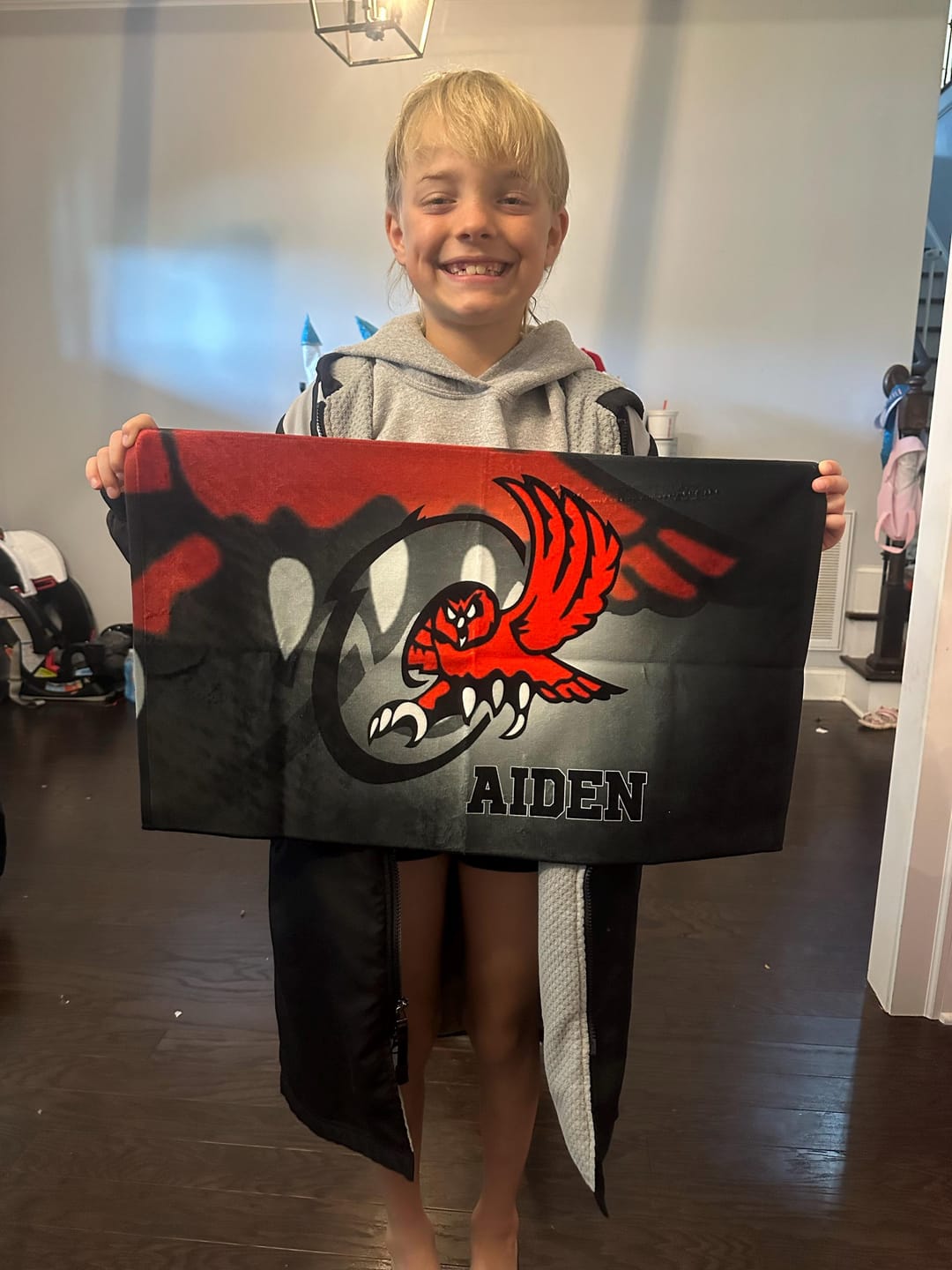 Customer photo review of Customized Team Logo Towel: Personalized Cotton Gym Towel
