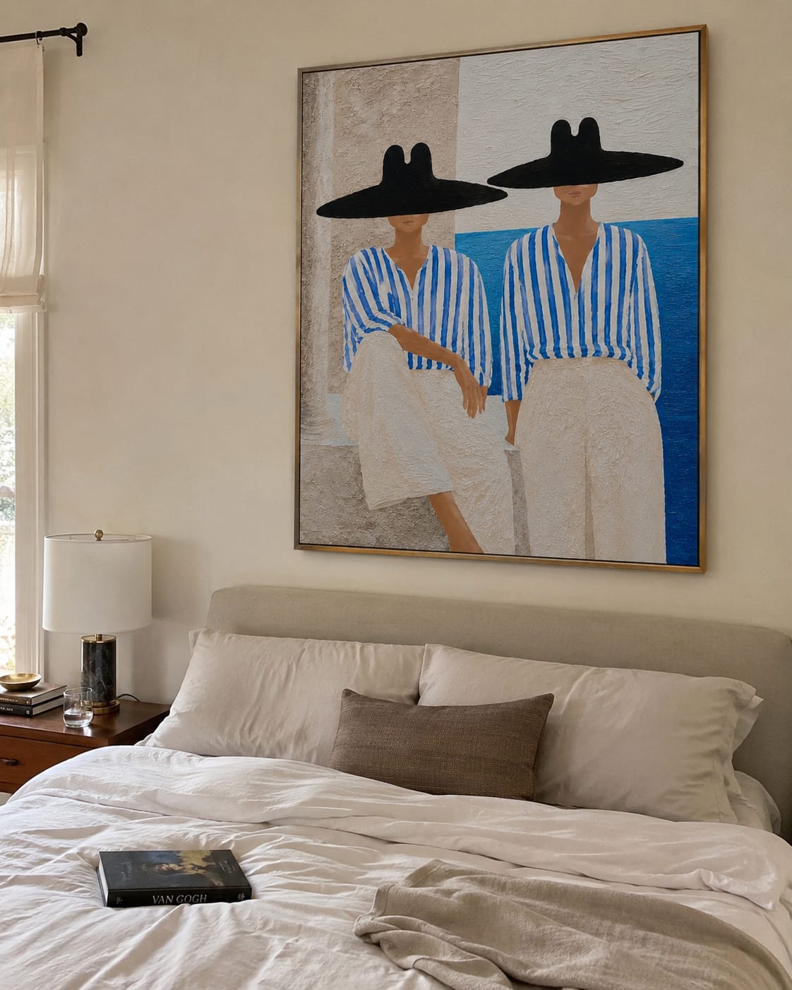 Customer photo review of Azure Sisters-Blue Striped Women Painting