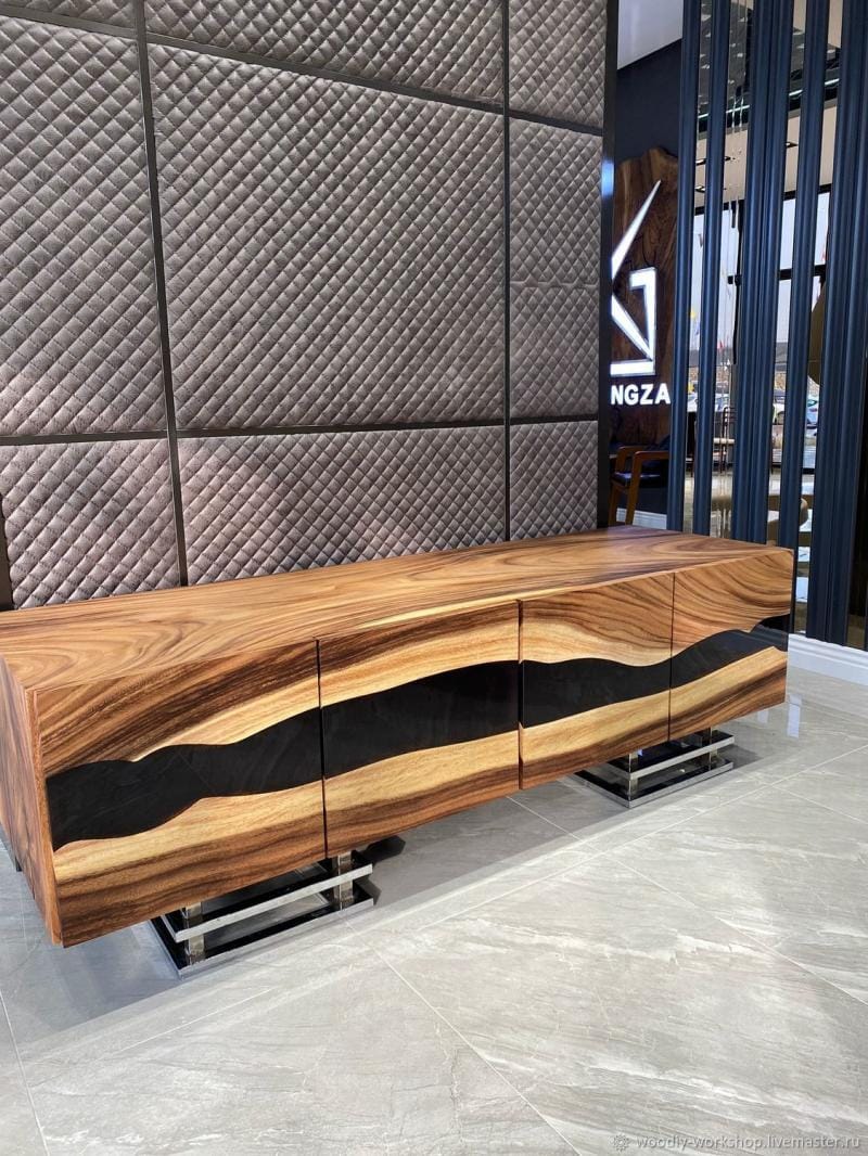 Customer photo review of Black Walnut Black Epoxy Drawer Cabinet Modern Handmade Resin Storage Furniture - N05