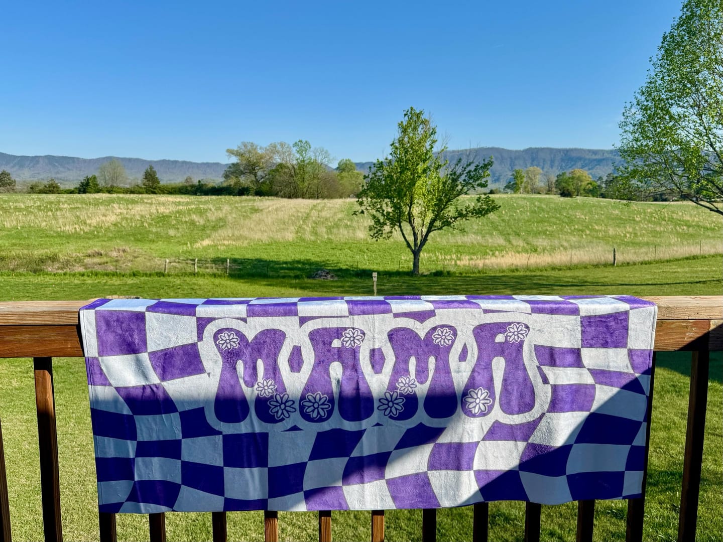 Customer photo review of Personalized Retro Checker Beach Towel: Custom Name Gift