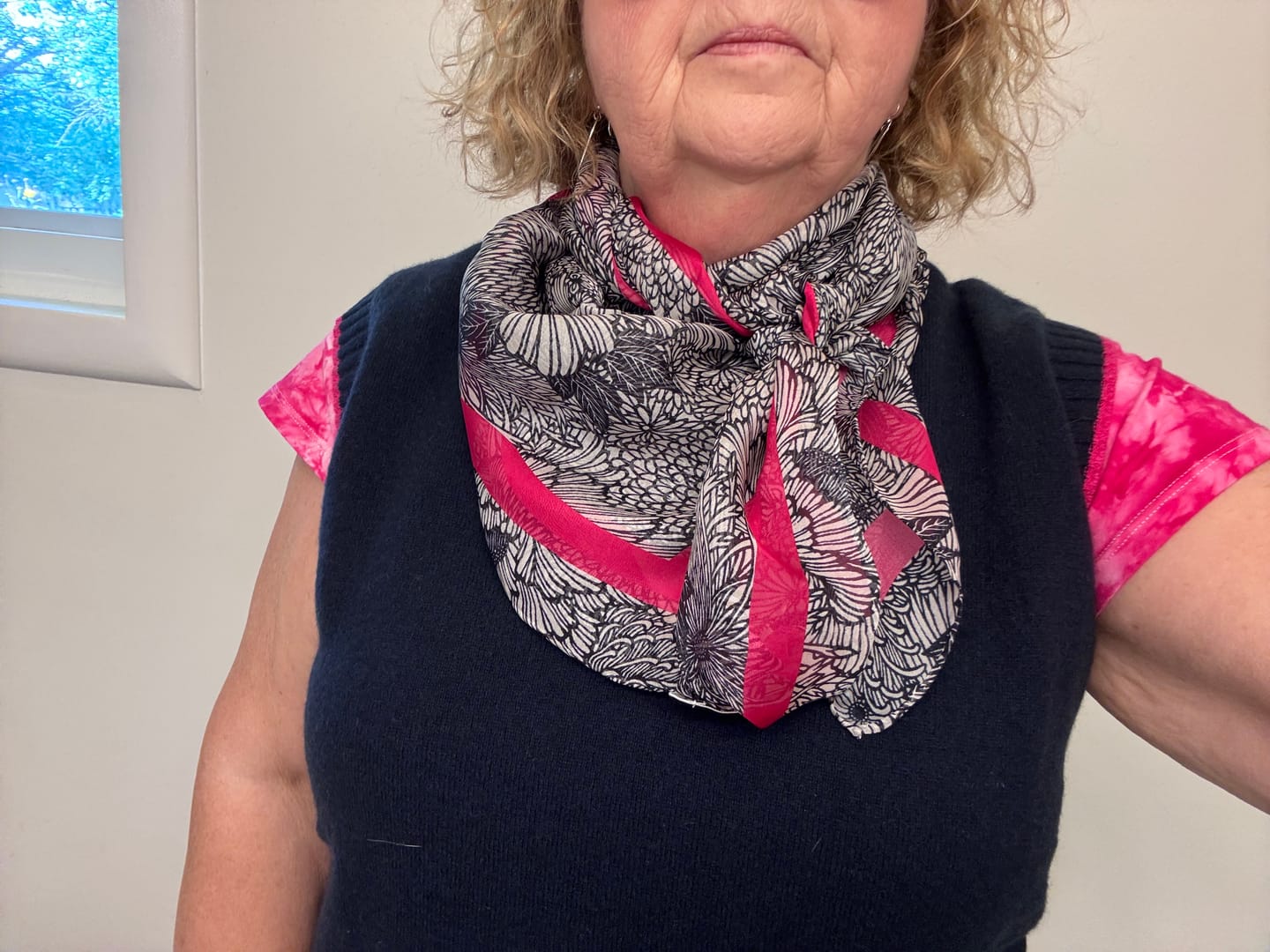 Customer photo review of Brand New LK Bennett Navy Floral Silk Scarf