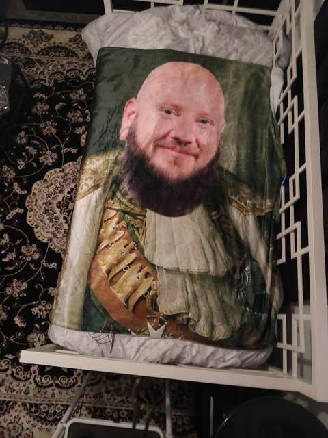 Customer photo review of Custom Royal Portrait Blanket: Personalized Renaissance Minky Blanket (50x60)