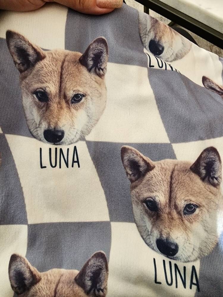 Customer photo review of Custom Pet/Person Portrait Pajama Shorts: Personalized Dog Photo Pants