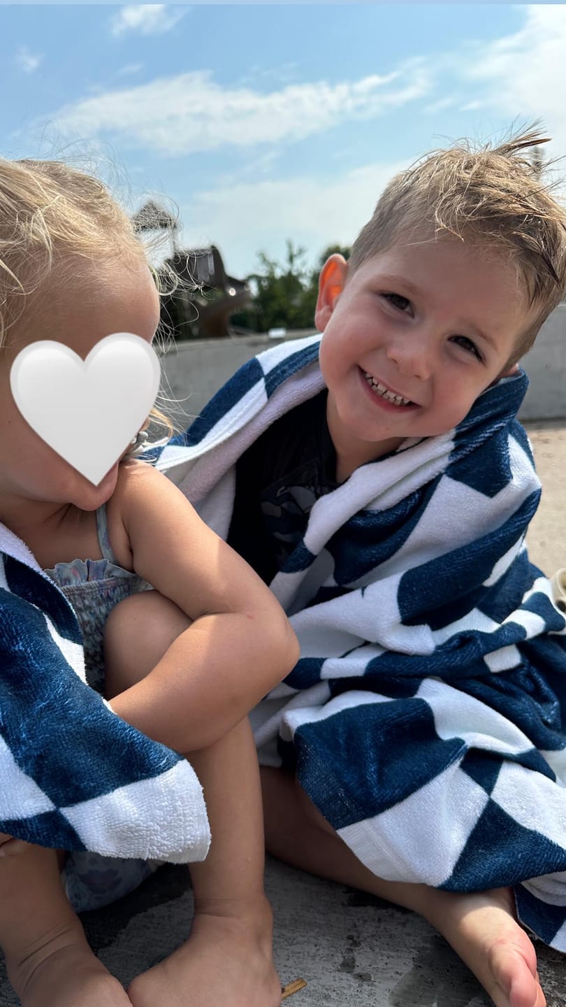 Customer photo review of Personalized Retro Checker Beach Towel: Custom Name Gift