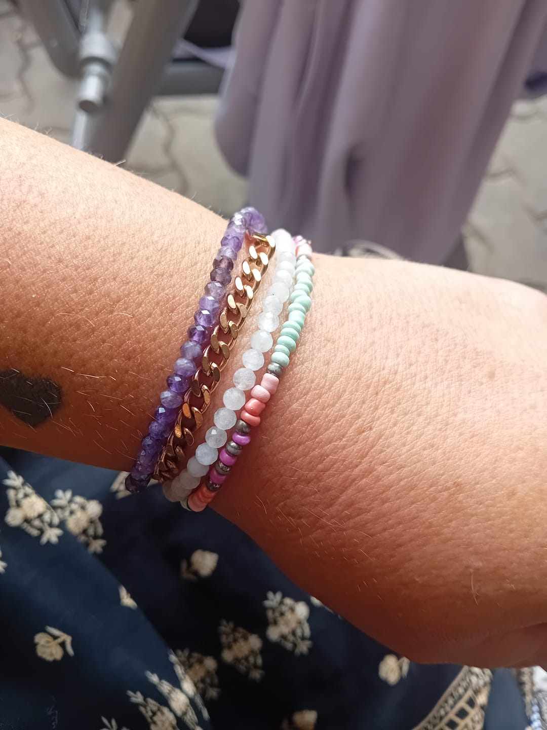 Customer photo review of Amethyst Armband - geschliffene Perlen