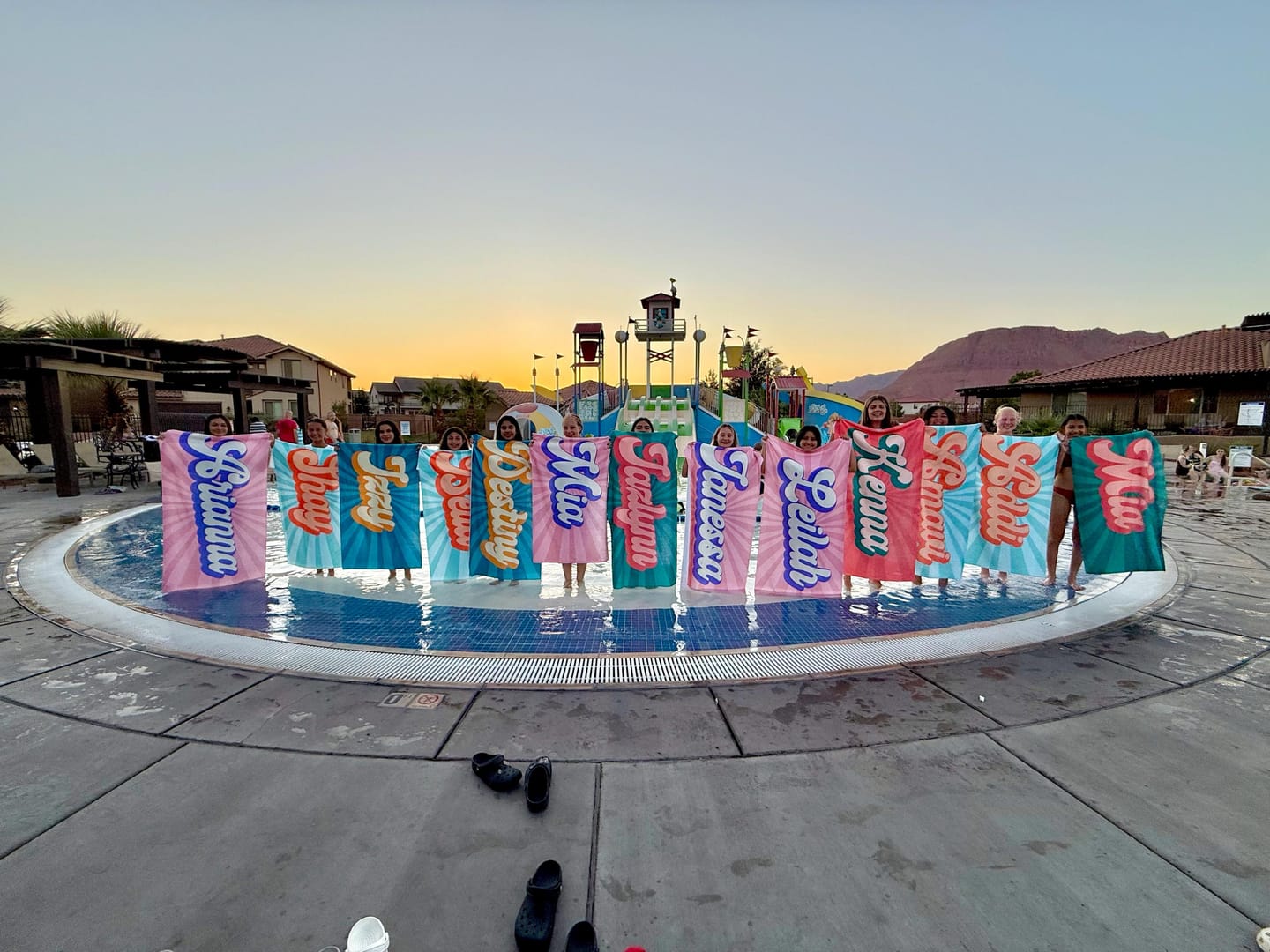 Customer photo review of Personalized Retro Beach Towel: Groovy Custom Name Bath Towel