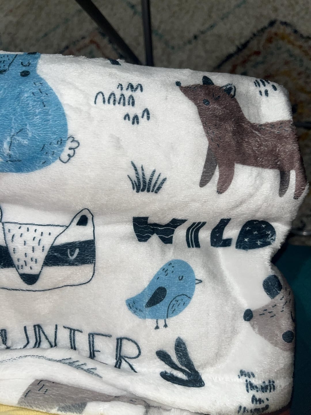 Customer photo review of New hand-drawn childish animal pattern with forest animals blanket