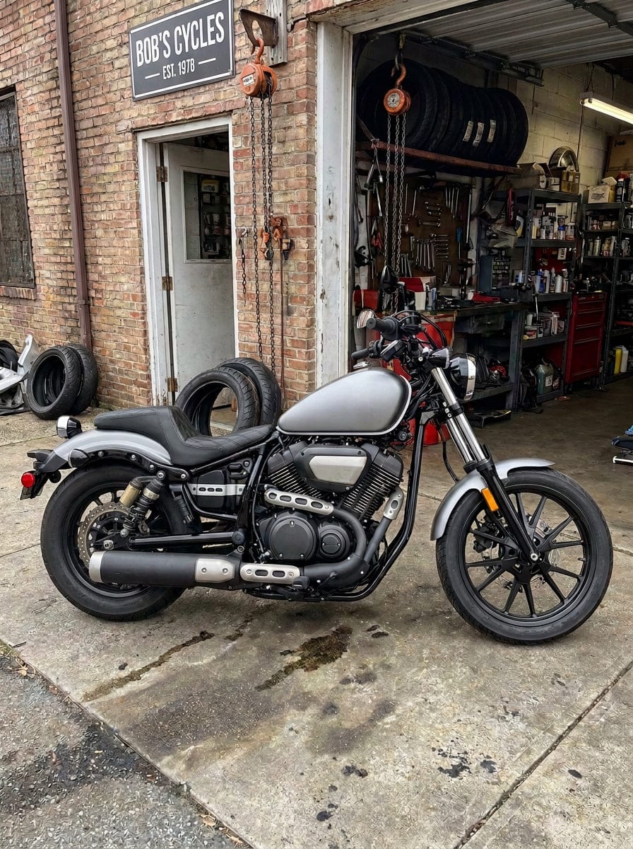 Customer photo review of Iron Born Diamond Stitch Yamaha Bolt 2-Up Seat Black