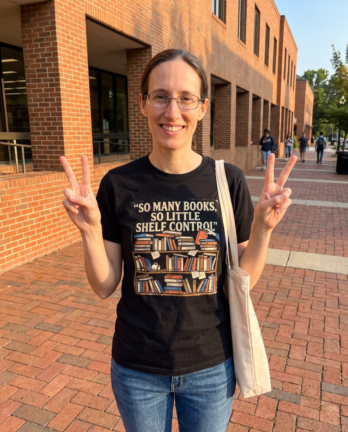 Customer photo review of Too Many Books T-Shirt
