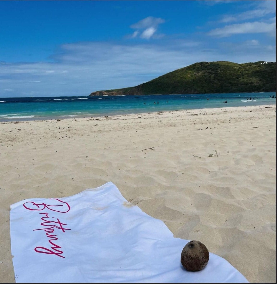 Customer photo review of Personalized Script Name Beach Towel: Custom Birthday Vacation Gift
