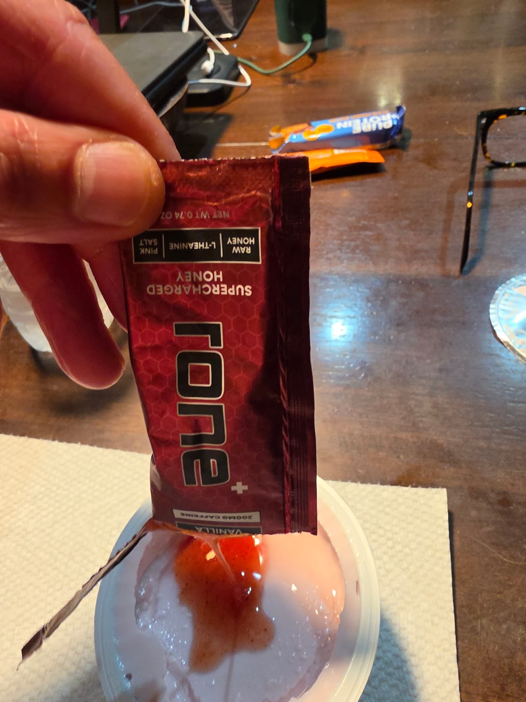 Customer photo review of 200mg Caffeine - Raspberry Vanilla - SuperCharged Honey (20-Pack)