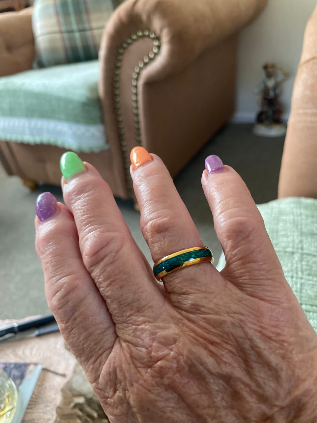 Customer photo review of The Gold Green Opal 6mm Wonder Ring