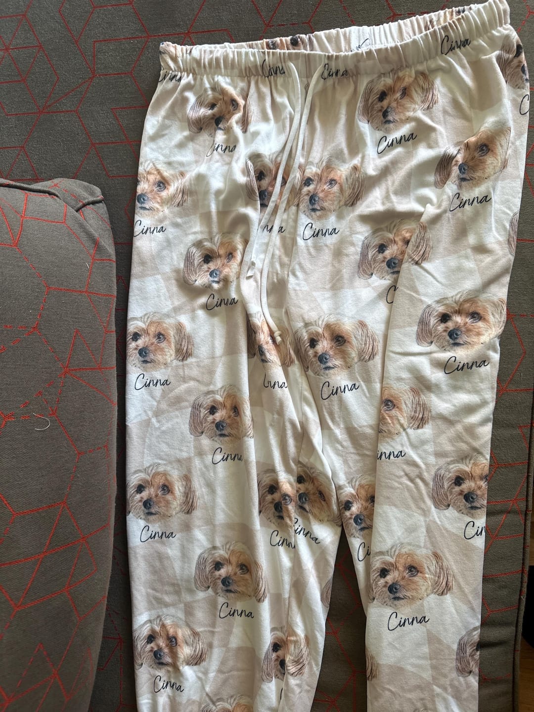 Customer photo review of Custom Pet/Person Portrait Pajama Shorts: Personalized Dog Photo Pants