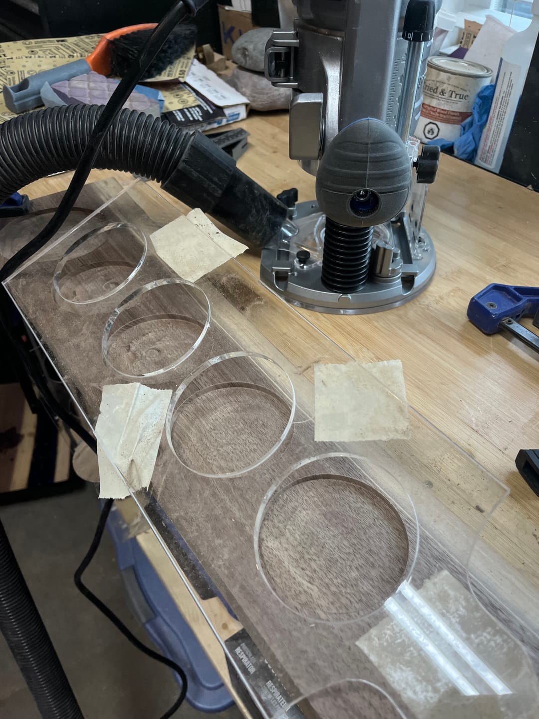 Customer photo review of 20x5.5" Four Glass Flight Board Acrylic Router Template