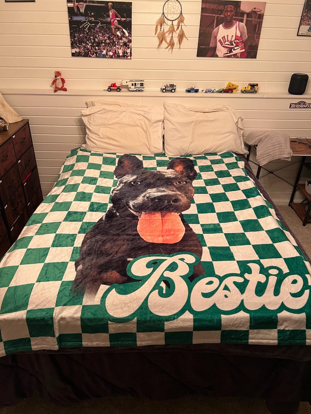 Customer photo review of Custom Pet Photo Blanket: Checkerboard Dog or Cat Blanket