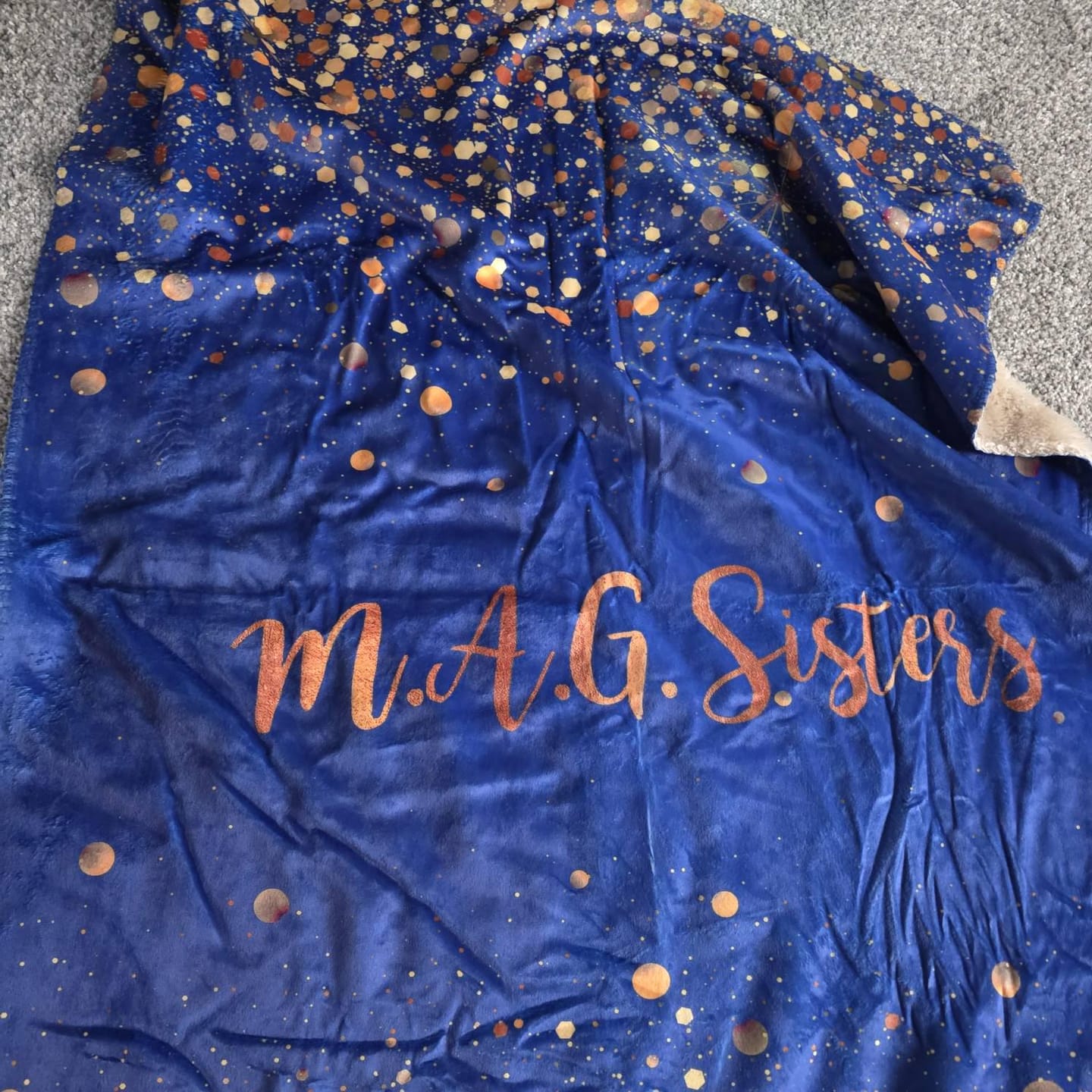 Customer photo review of Personalized Gold Glitter Style Blanket, Custom Minky Fleece Blanket