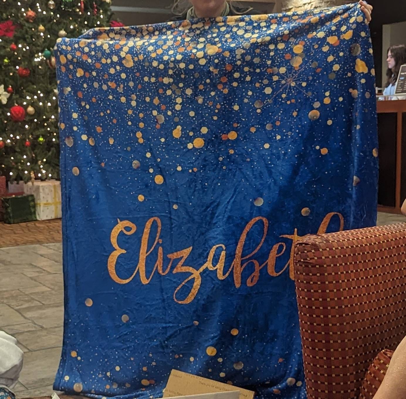 Customer photo review of Personalized Gold Glitter Style Blanket, Custom Minky Fleece Blanket