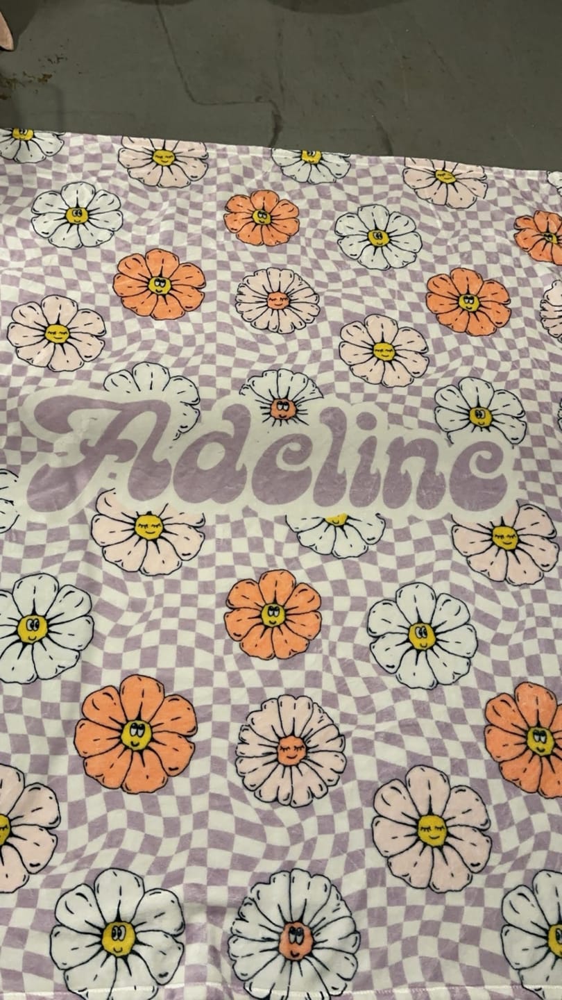 Customer photo review of Personalized Flower Blanket: Vintage Rustic Style, Custom Name Gift