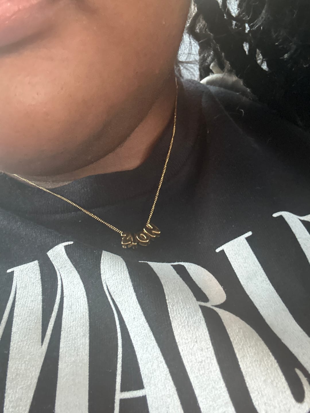 Customer photo review of Bubble Name Necklace