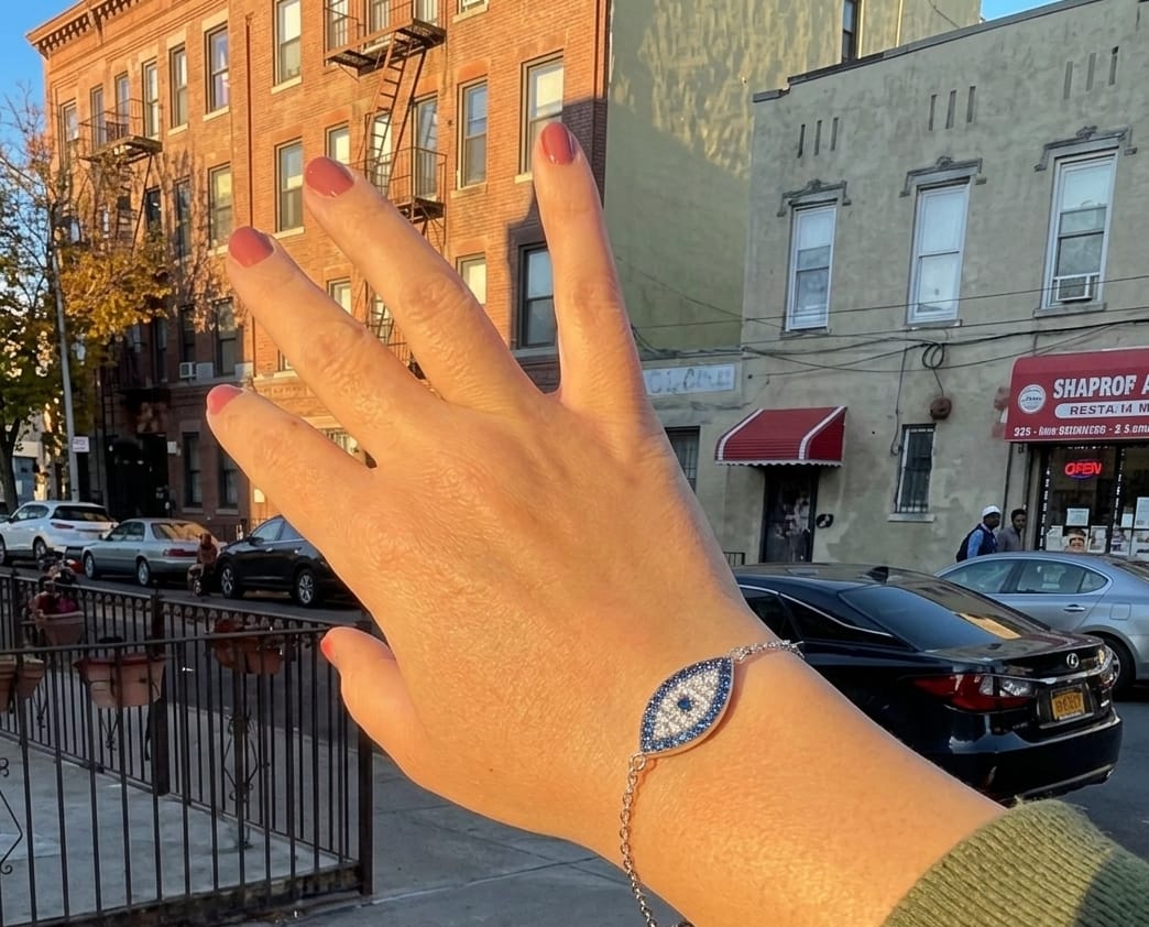 Customer photo review of Blue Evil Eye CZ Bracelet in 925 Sterling Silver | Protection and Good Luck