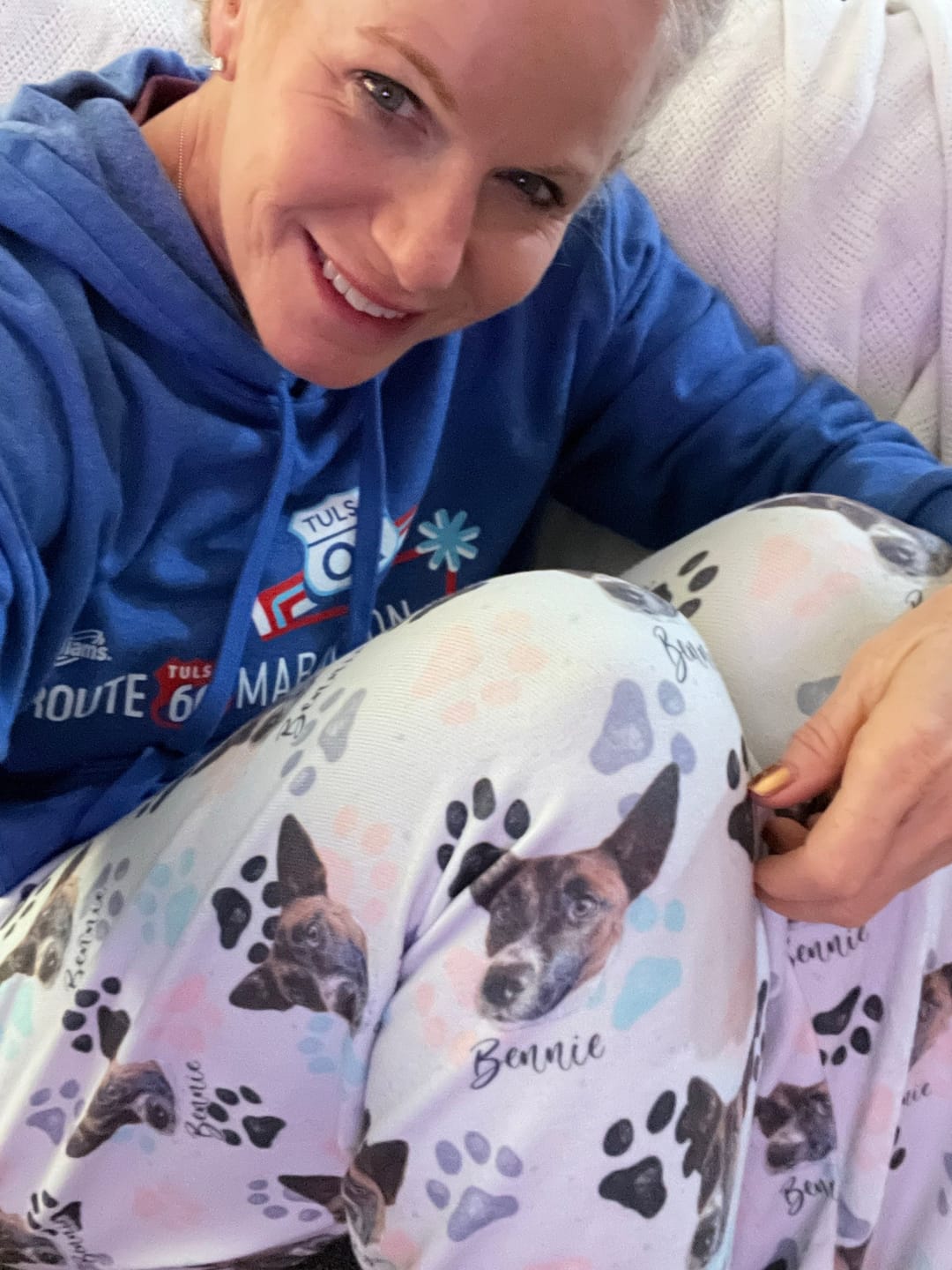 Customer photo review of Custom Paw Deaign Pet Portrait Pajama Pants: Personalized Dog or Cat Photo