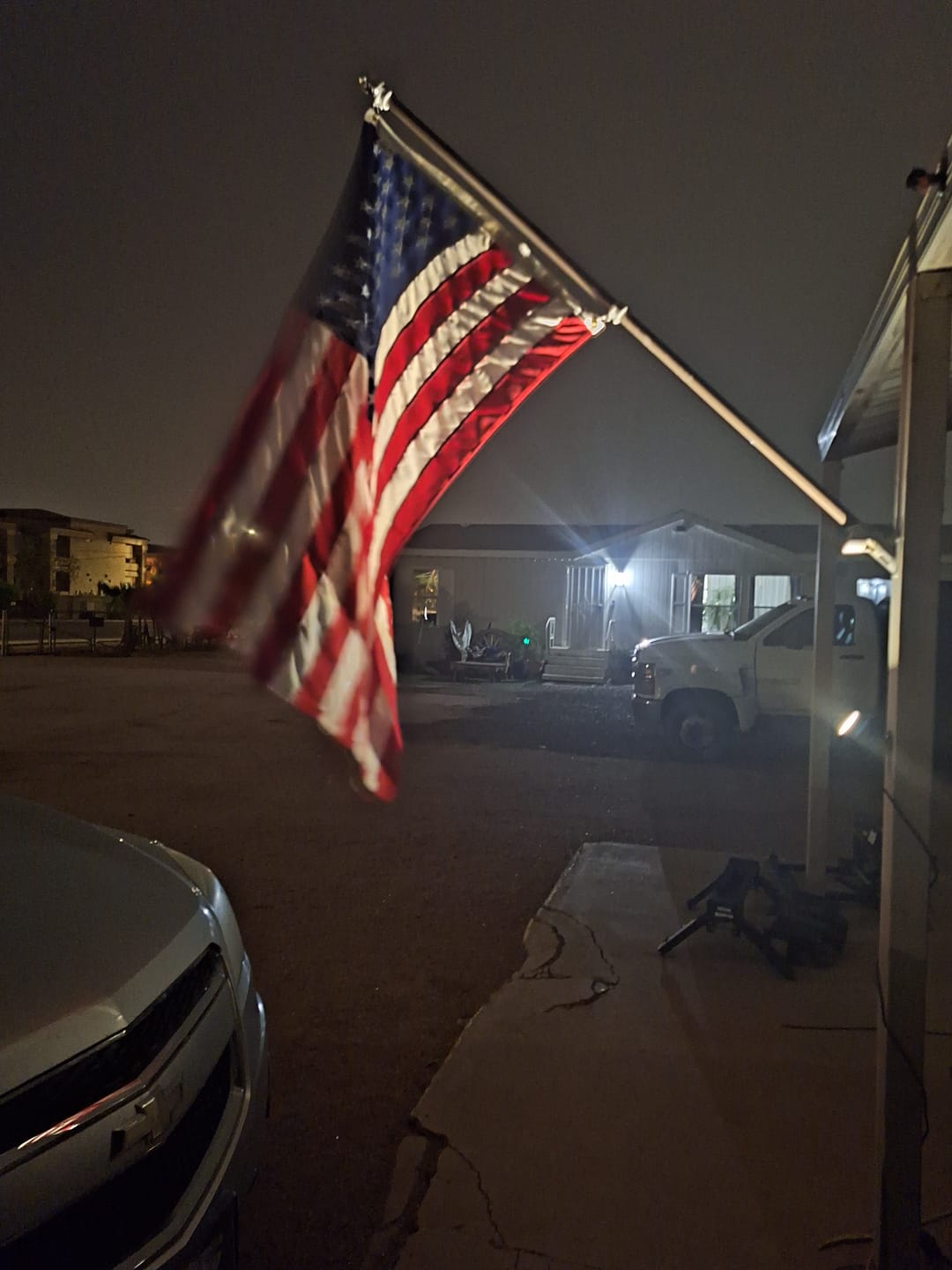 Customer photo review of NEW! Prestige House Flag Pole - A Complete Wall-Mounted Kit