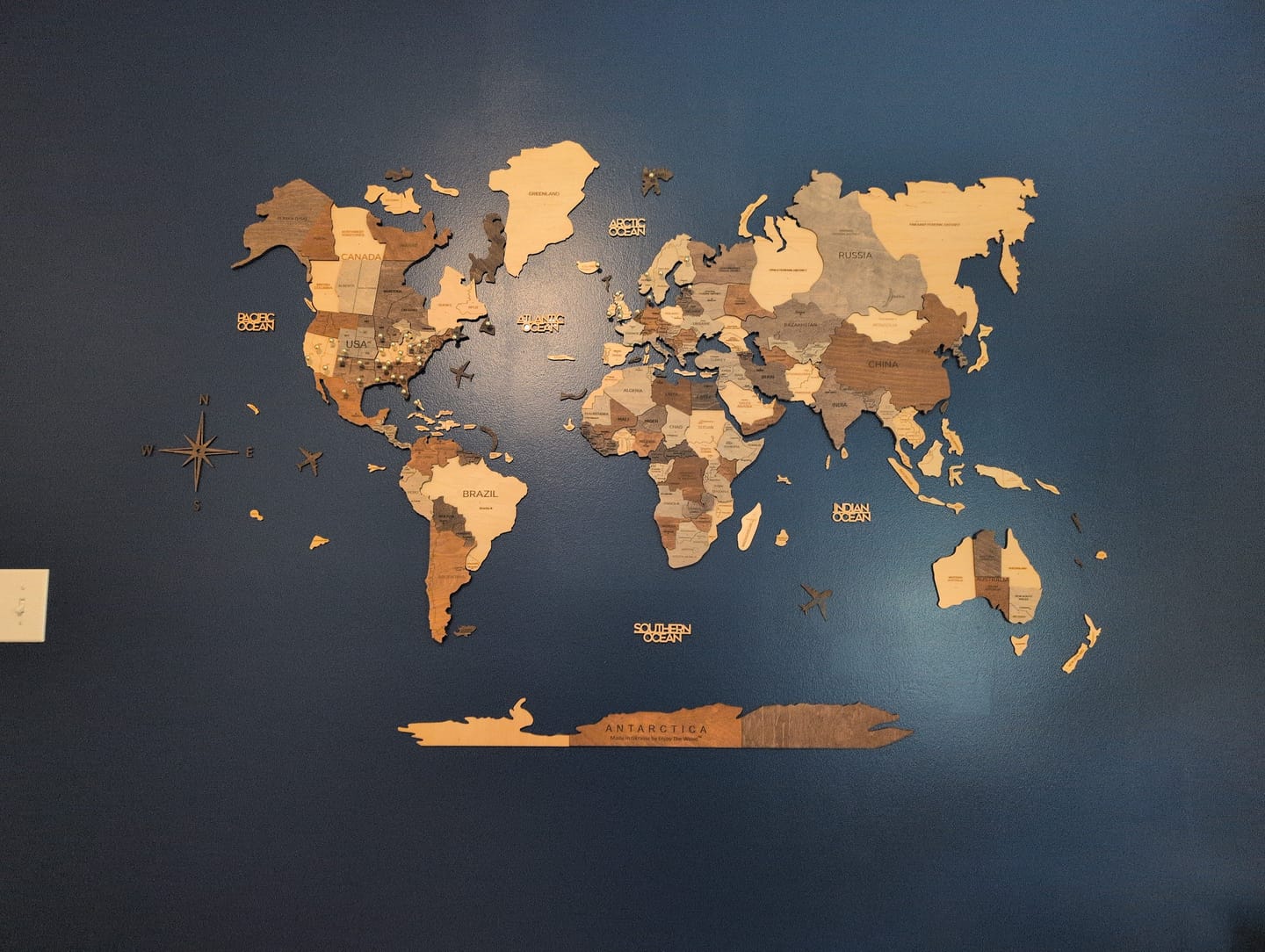 Customer photo review of 3D Wooden World Map Multicolor