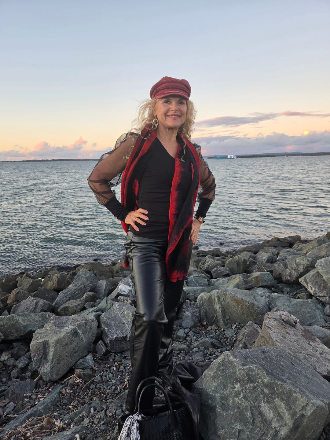 Customer photo review of V-Neck Top With Tulle Sleeves In Black
