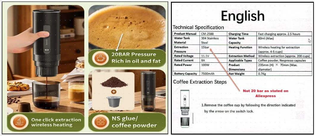 Customer photo review of 5-in-1 Portable Espresso Coffee Maker | Wireless for Car, Home, Camp & Travel
