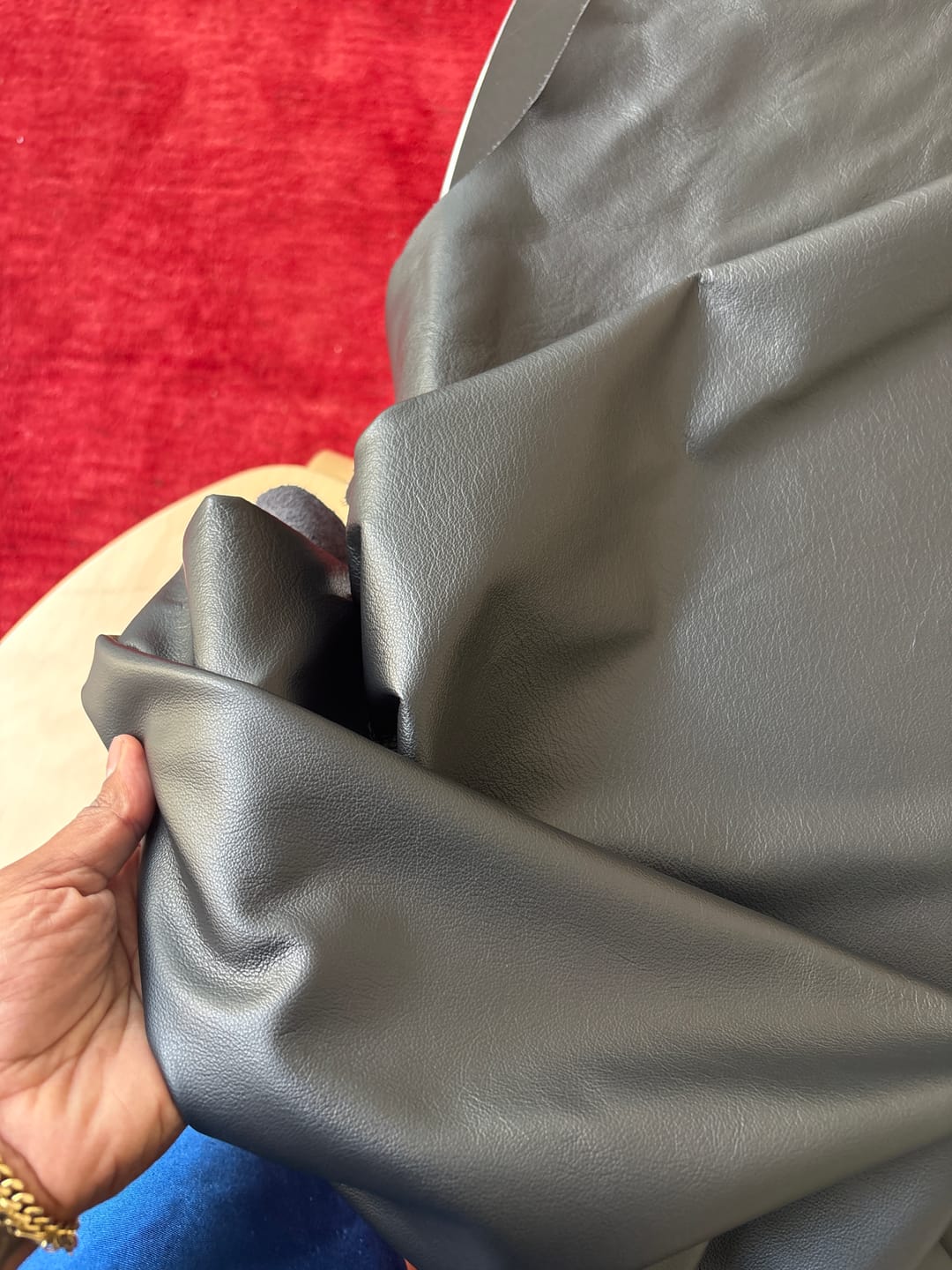 Customer photo review of Drum Dyed Cow Nappa, 2-3 oz | 50+ Colors