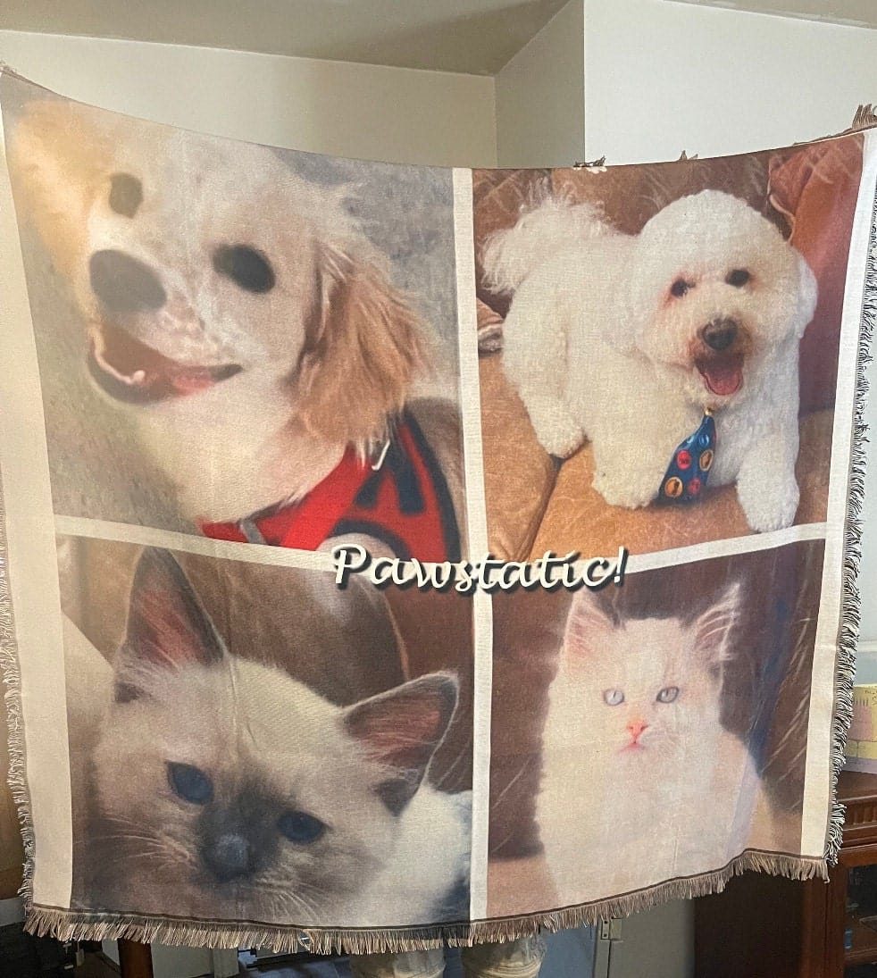 Customer photo review of Personalized Photo Woven Throw Blanket: Custom Letter Gift
