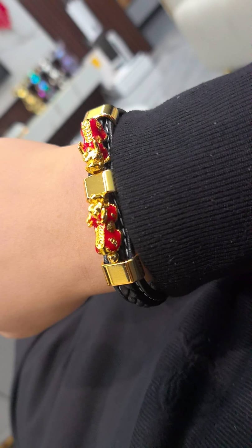 Customer photo review of FREE Today: Success & Protection Double Pixiu on Black Leather Bracelet