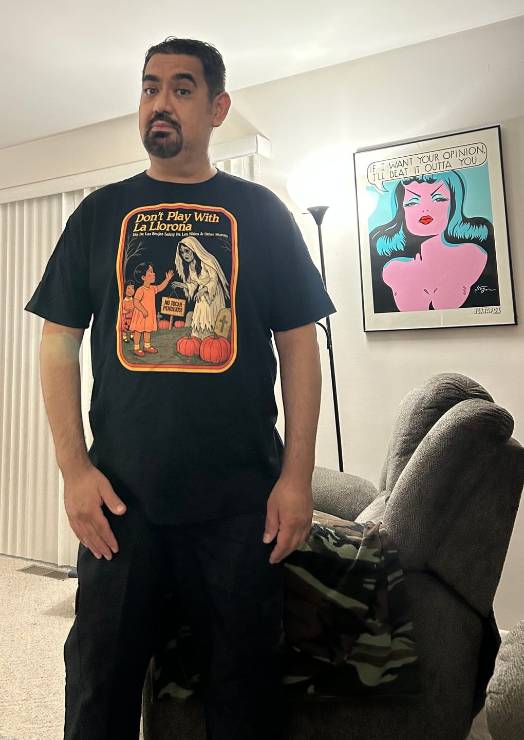 Customer photo review of Don't Play With La Llorona Espooky Tee
