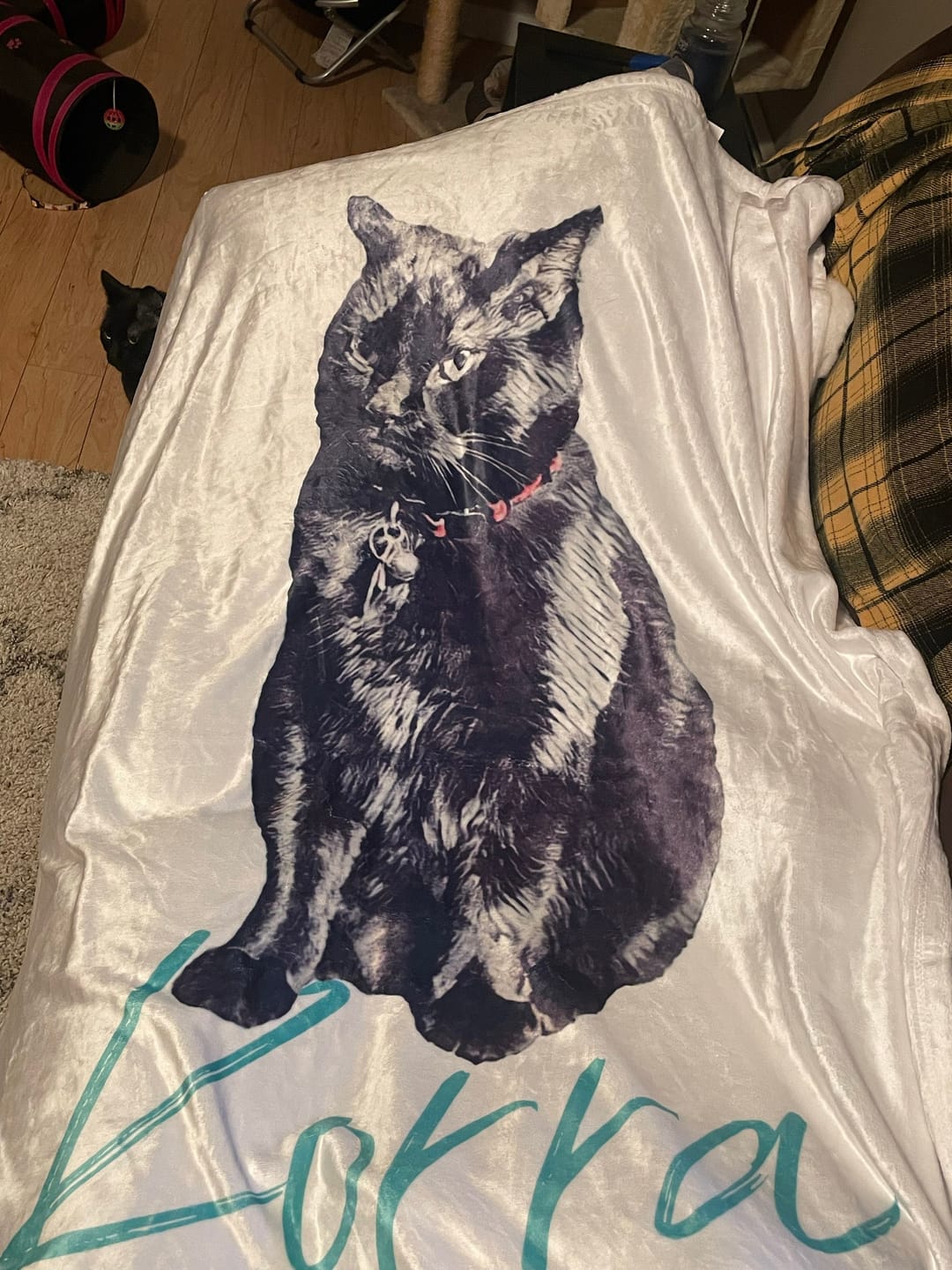 Customer photo review of Custom Pet Portrait Blanket: Personalized Dog or Cat Photo Blanket