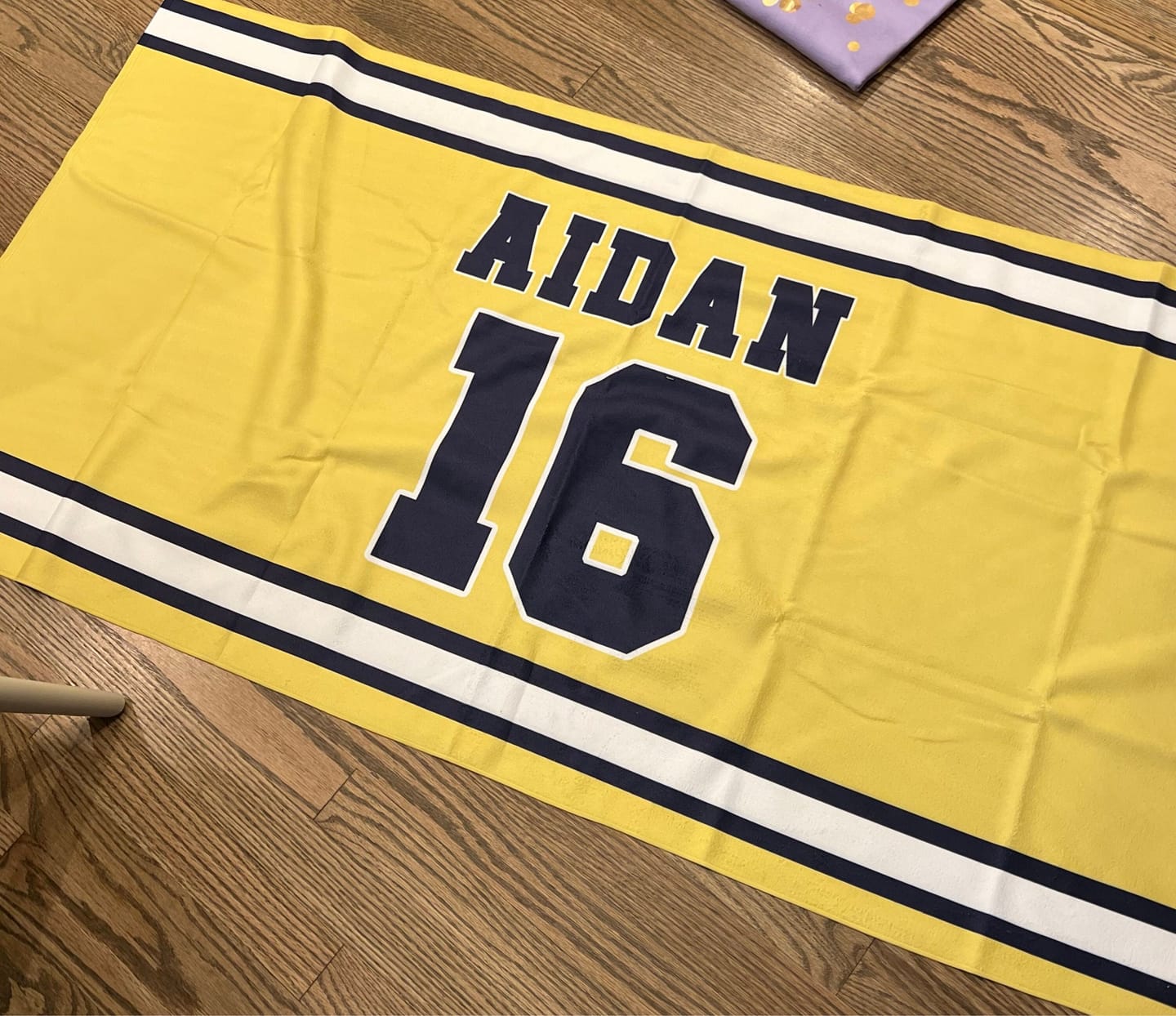 Customer photo review of Personalized Sports Beach Towel: Custom Name Bath & Pool Towel