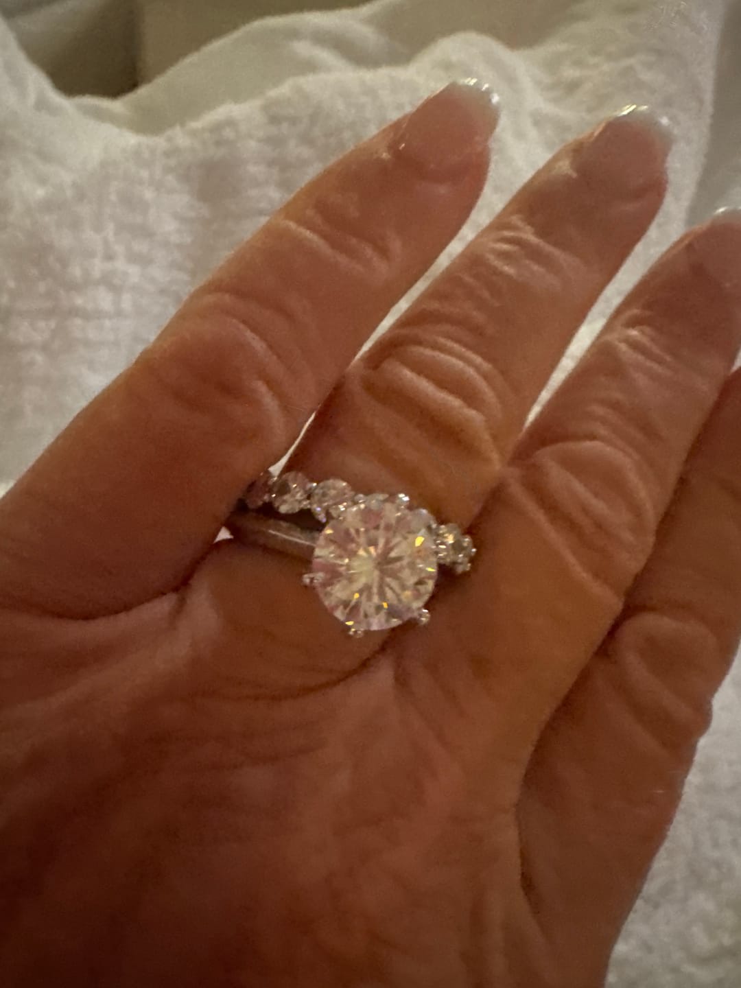 Customer photo review of Classic Wedding Band - Moissanite