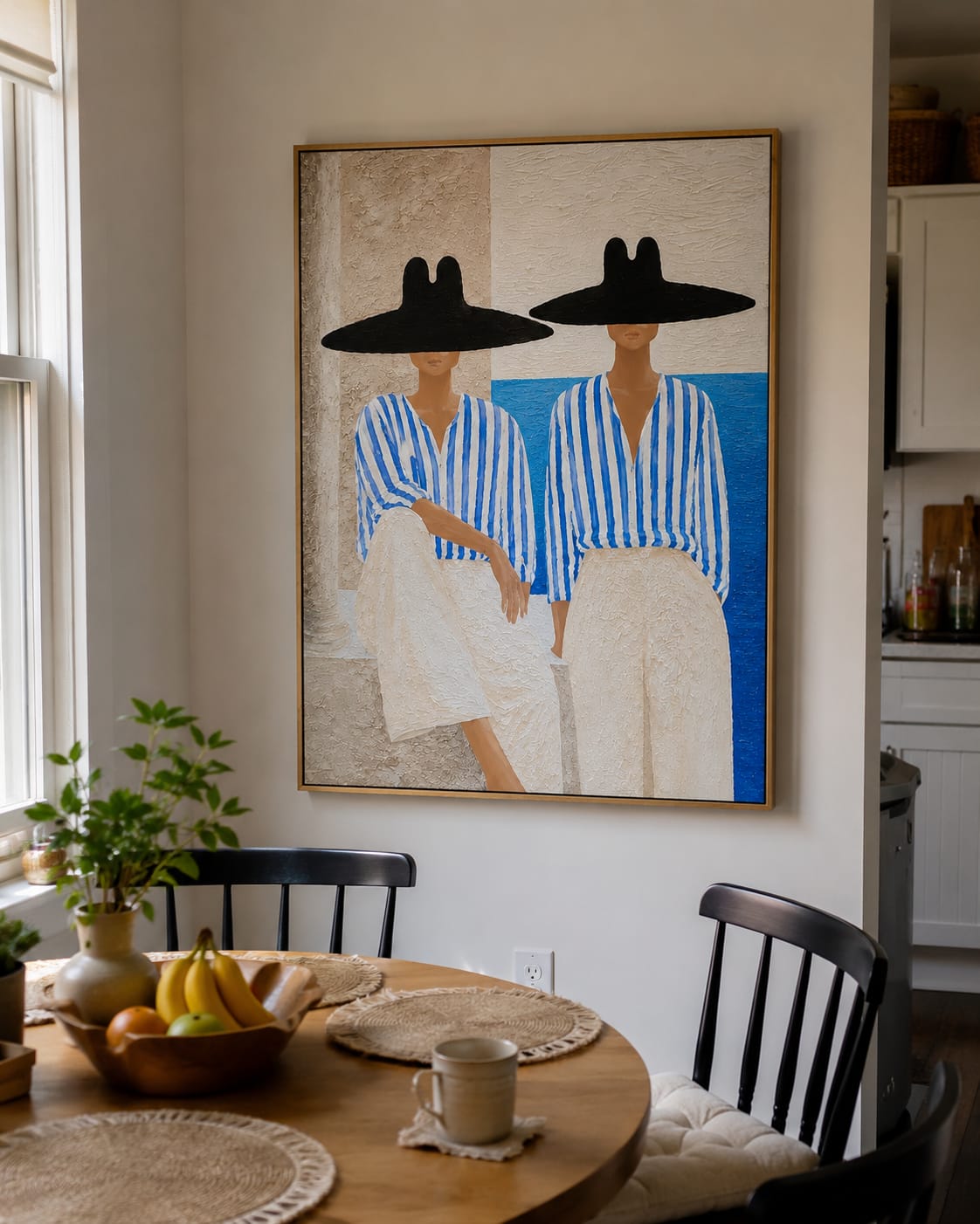 Customer photo review of Azure Sisters-Blue Striped Women Painting