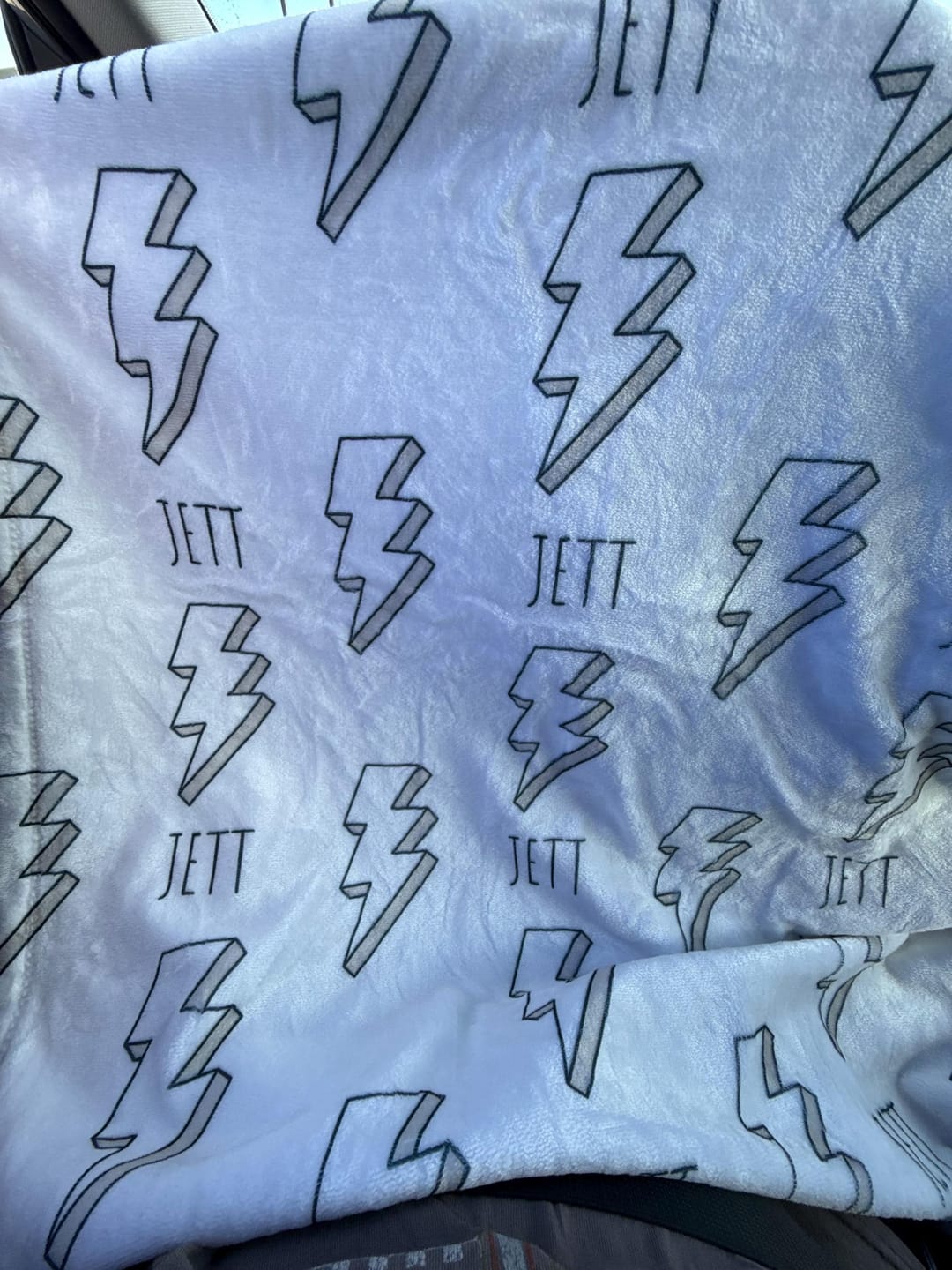 Customer photo review of Personalized Kids Blanket: Plush Minky or Sherpa, Lightning Bolt Design