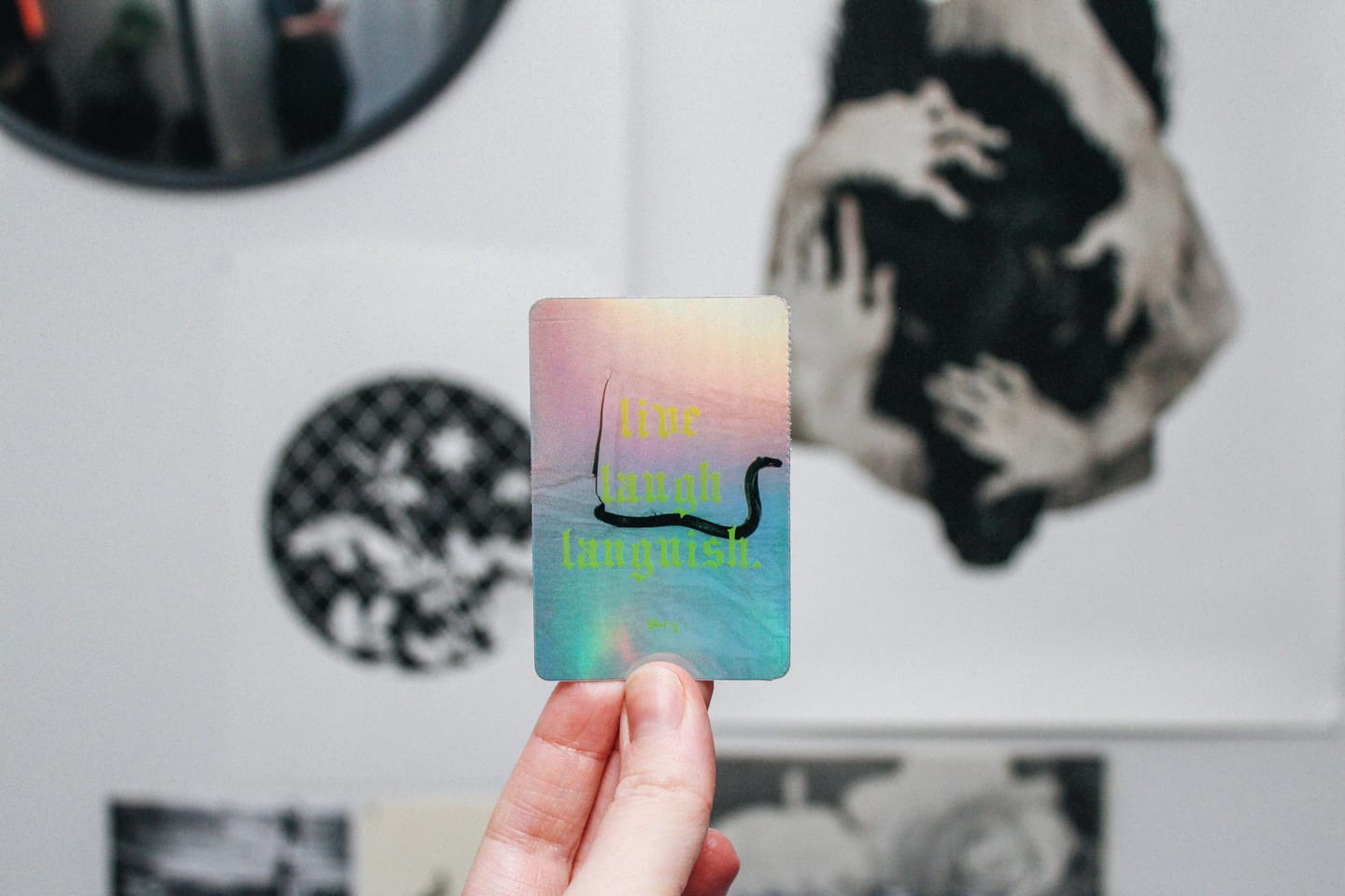 Customer photo review of Custom Rectangle Stickers - Holographic