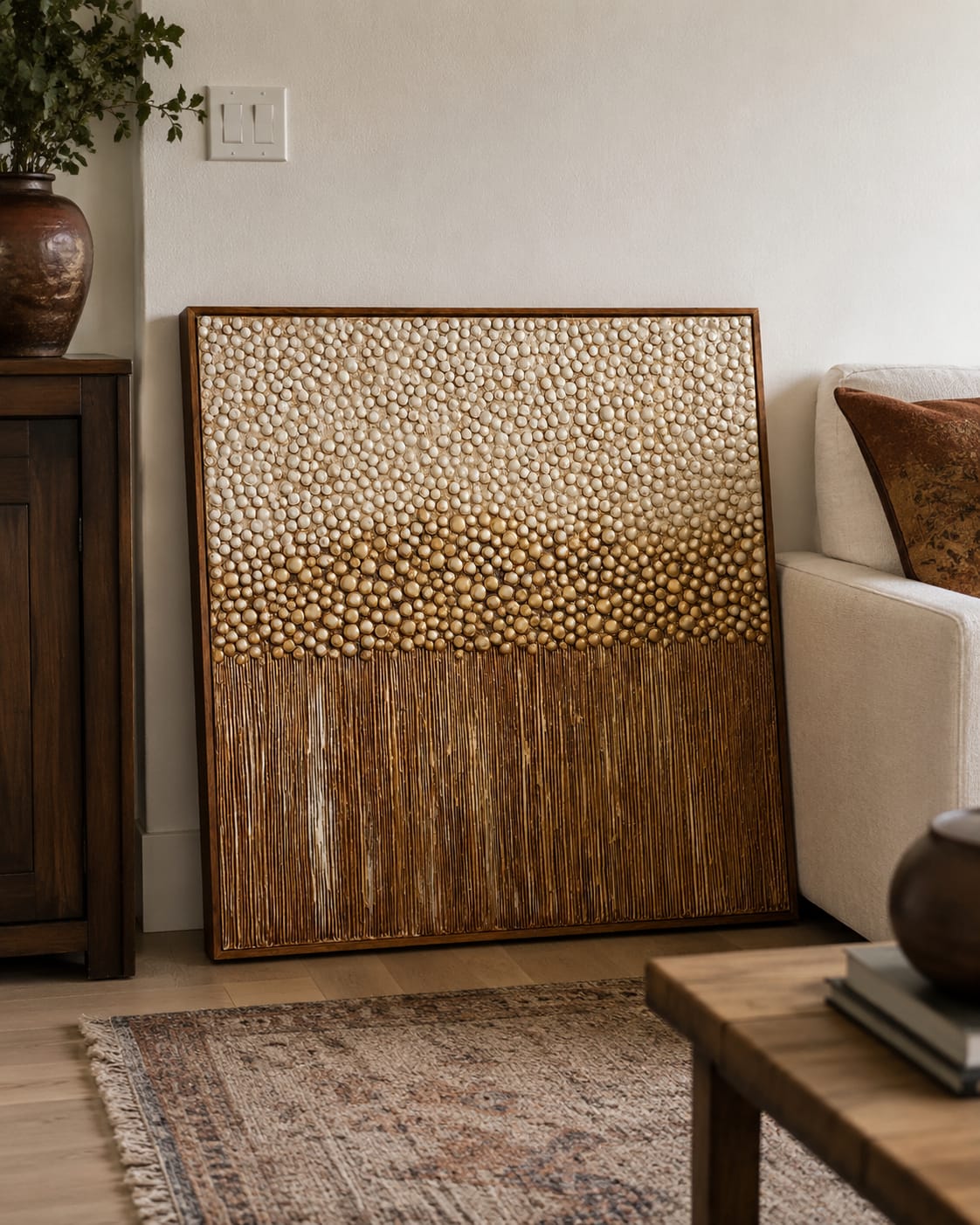 Customer photo review of Gilded Pearl Reed-Textured Relief Painting