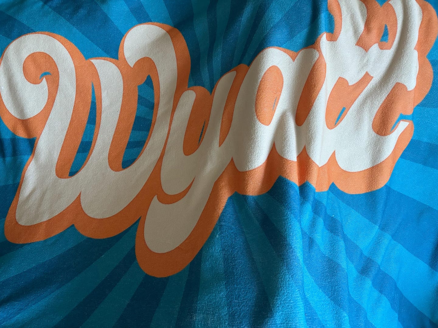 Customer photo review of Personalized Retro Beach Towel: Groovy Custom Name Bath Towel