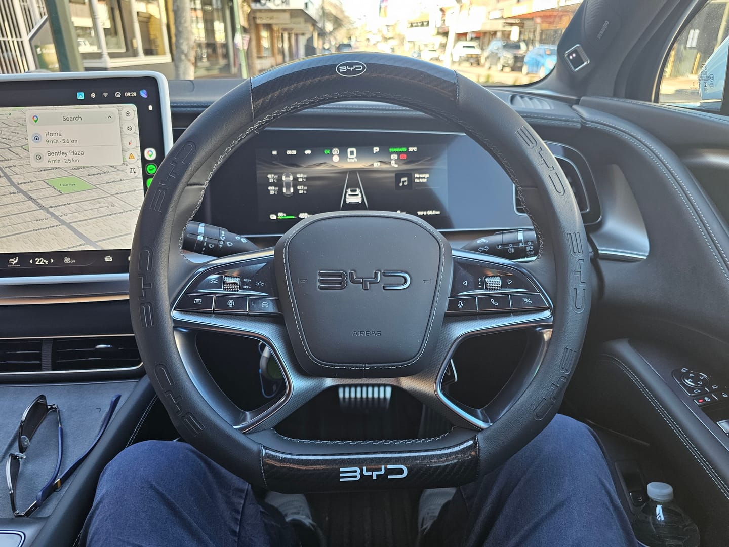 Customer photo review of Carbon Fiber Style Nappa Leather Steering Wheel Cover For BYD