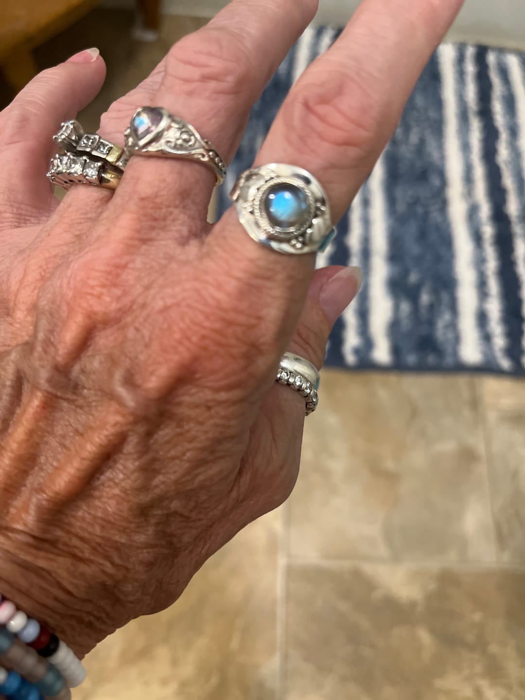 Customer photo review of Labradorite Ring Size 6 Adjustable (.925 Sterling Silver)