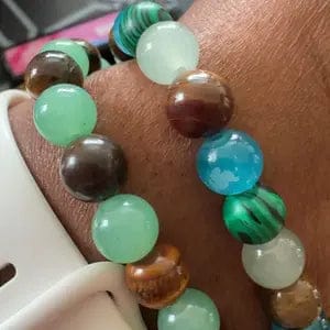 Customer photo review of FREE Today: Wealth Protection & Confidence Natural Tiger Eye Malachite Colorblock Beaded Bracelet