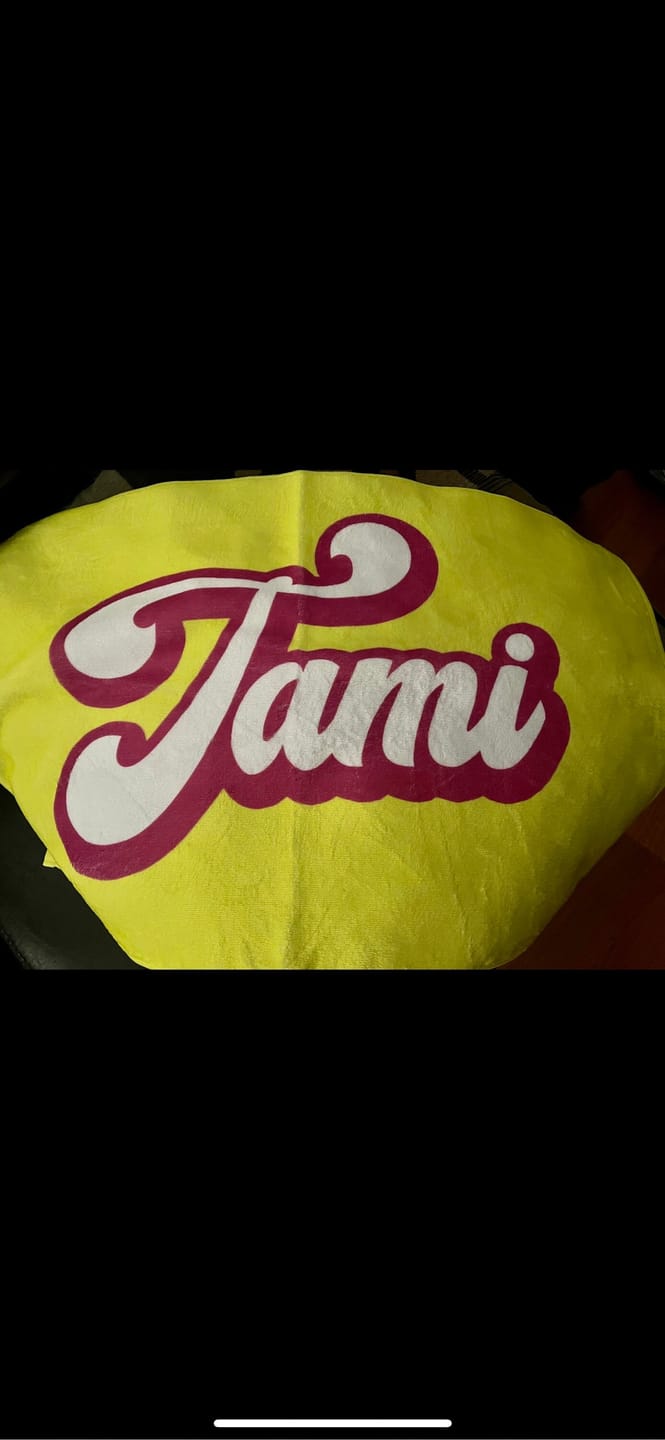 Customer photo review of Personalized Retro Beach Towel: Custom Name, Vacation Gift
