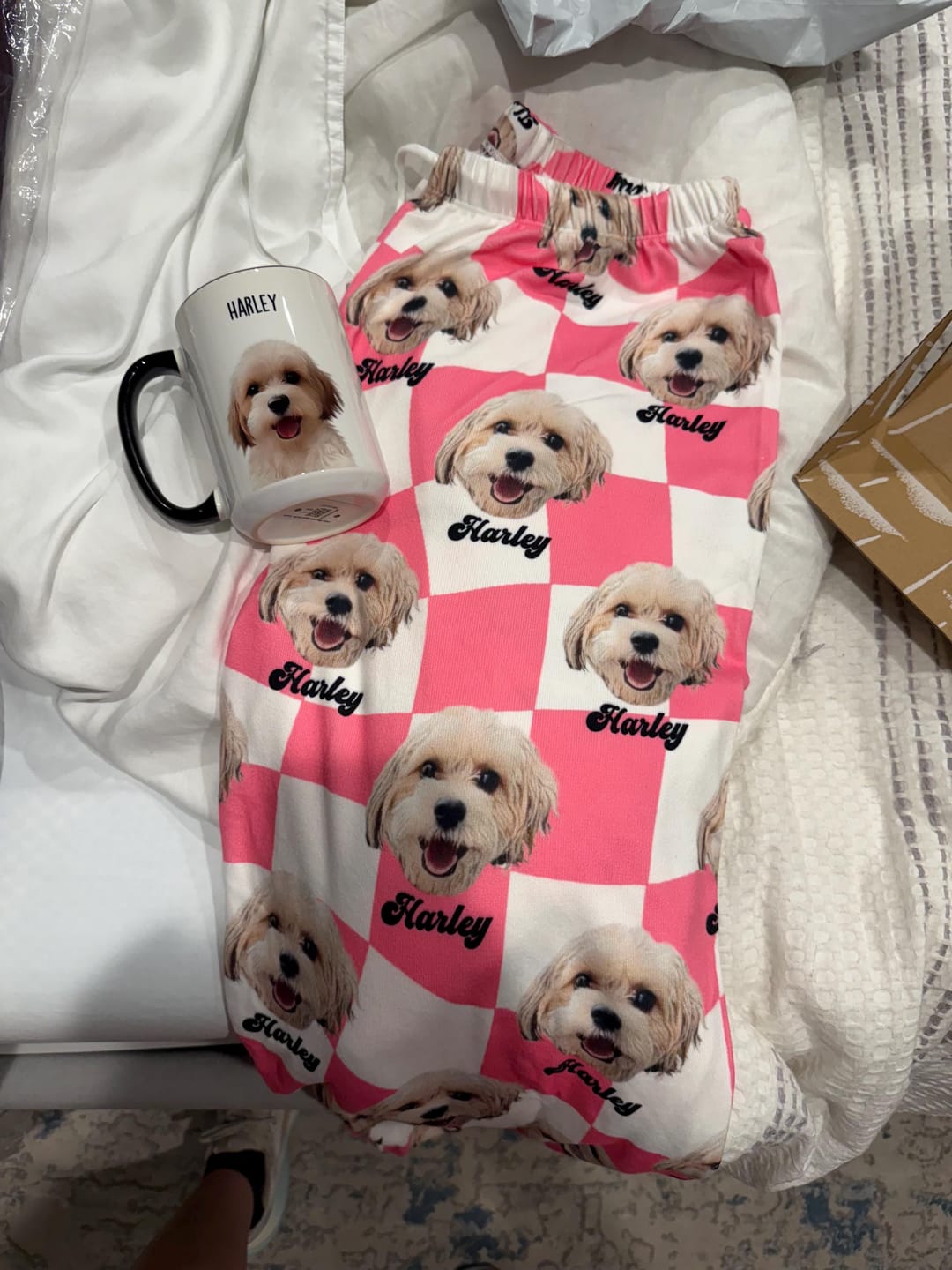 Customer photo review of Custom Pet/Person Portrait Pajama Shorts: Personalized Dog Photo Pants