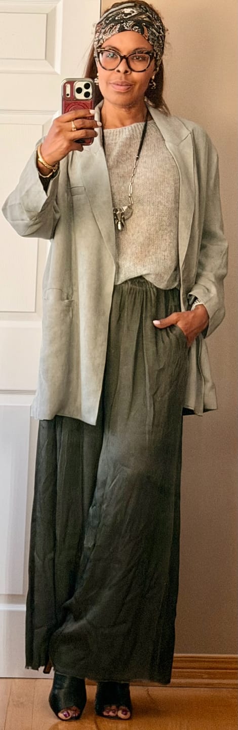 Customer photo review of Grey Oversized Flow Blazer