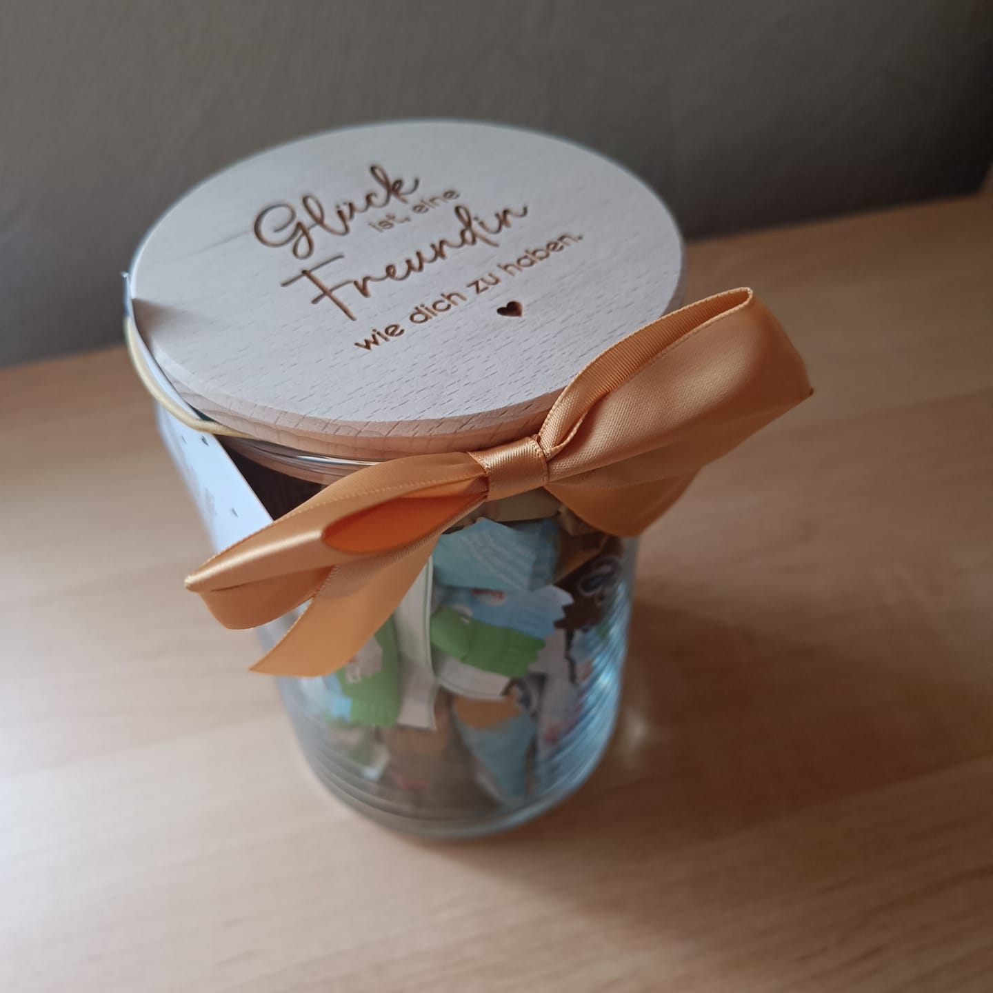 Customer photo review of Geschenk-Glas "Glück ist, eine Freundin wie dich zu haben"