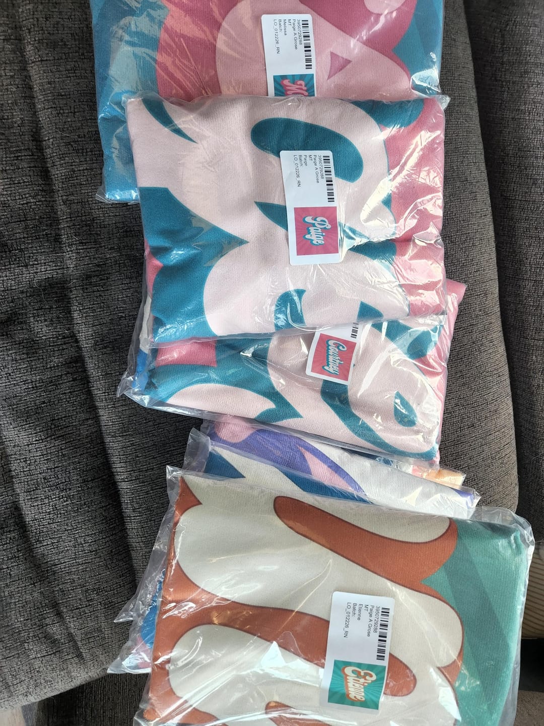 Customer photo review of Personalized Retro Beach Towel: Groovy Custom Name Bath Towel